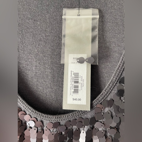 NWT! APT 9 KOHL'S RV $40 METALLIC SEQUIN FRONT TANK TOP IN STEEL GREY SIZE XL - Picture 2 of 3